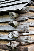 Close-up of Log Building at Valley Forge National Historical Park, Pennsylvania, USA