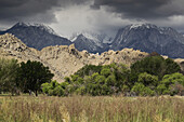 Storm clouds over the mountains of the Sierra Nevadas in Eastern California, USA