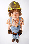 Little Boy Dressed Up as Construction Worker