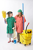 Girls Dressed Up as Janitors