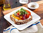 Open Faced Vegetable and Cheese Sandwich