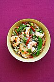 Bowl of Shrimp, Vegetables and Glass Noodles