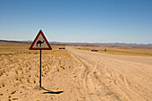 Kamel-Kreuzungsschild an der Straße, Solitaire, Namibia