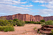 The Wall, a geologic feature of eroded Talampaya Formation sandstone in Talampaya National Park, Argentina.