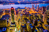 Midtown West and the Hudson River from the Empire State Building, NYC, USA.