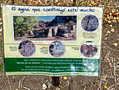Ein Informationsschild über die ehemalige Estancia El Leoncito im El Leoncito National Park in Argentinien.