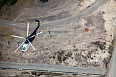Aerial view of helicopter in flight, Australia