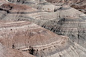 Die karge Landschaft des Tals des Mondes oder Valle de la Luna im Ischigualasto Provincial Park in der Provinz San Juan, Argentinien.