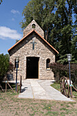 The stone parish church in the small village of Paso de las Carretas in Mendoza Province, Argentina.