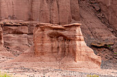 Ein kleiner Bogen im Sandstein an der Mündung der Shimpa-Schlucht im Talampaya-Nationalpark, Provinz La Rioja, Argentinien.