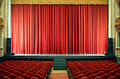 The curtain of an empty Lope de Vega Theatre Hall (Seville, Spain)
