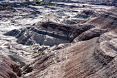 The barren landscape of the Valley of the Moon or Valle de la Luna in Ischigualasto Provincial Park in San Juan Province, Argentina.