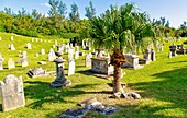Der Royal Navy Cemetery (The Glade), eröffnet 1812, mit über 1000 Gräbern, darunter 24 aus dem Ersten Weltkrieg und 39 aus dem Zweiten Weltkrieg, verwaltet vom Bermuda National Trust, Sandys Parish, Bermuda, Atlantik, Nordamerika