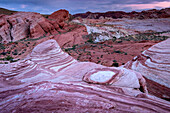 The Fire Wave at sunset, Valley of Fire State Park, Nevada, United States of America, North America