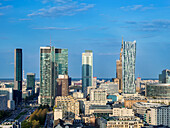Skyline des Stadtzentrums, Blick von oben, Warschau, Woiwodschaft Masowien, Polen, Europa