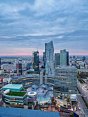 Skyline des Stadtzentrums, Blick von oben, Warschau, Woiwodschaft Masowien, Polen, Europa