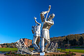 The Shipbuilders of Port Glasgow statues, Inverclyde, Coronation Park, Port Glasgow, Scotland, United Kingdom, Europe