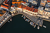 Luftaufnahme des venezianischen Hafens, Rethymno, Kreta, Griechische Inseln, Griechenland, Europa