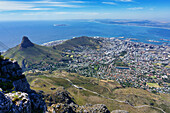 View of Cape Town from top of Table Mountain, Cape Town, South Africa, Africa