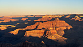 USA, Arizona, Grand Canyon National Park rock formations at sunset
