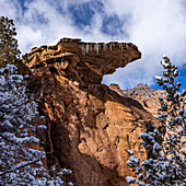 USA, Utah, Springdale, Zion National Park, Rock formation with icicles hanging from edge