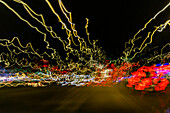 Blurred image of city lights at night