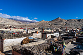 View over the walled historic centre, Lo Manthang, Kingdom of Mustang, Himalayas, Nepal, Asia