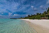 Weißer Sandstrand, Insel Parali 1, Lakshadweep Inselgruppe, Unionsterritorium von Indien, Indischer Ozean, Asien