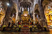 Interior of the Santa Eulalia de Ciutat church, Palma, Mallorca, Balearic Islands, Spain, Mediterranean, Europe