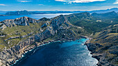Aerial of the Formentor peninsula, Mallorca, Balearic Islands, Spain, Mediterranean, Europe