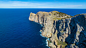 Aerial of the Formentor lighthouse, Mallorca, Balearic Islands, Spain, Mediterranean, Europe