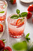 Strawberry lemonade made with strawberry syrup