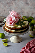 Pistachio Fluffy Cake with Lime Cream