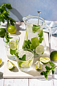 Refreshing lemonade with lime and mint