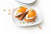 Bruschetta with cream cheese and apricots