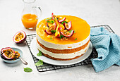 Peach-passion fruit tart