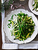 Asparagus, peas and zucchini with mint