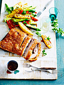 Pork belly with grilled pineapple salad