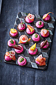 Beet bites with goat cheese