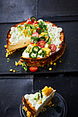 Tex Mex cheesecake with tortilla chip base