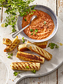Grilled cheese sticks with tomato soup