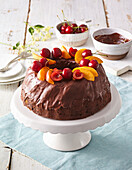 Chocolate bundt cake with fresh fruit