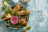 Tortilla wraps with grilled turkey