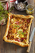 Onion tart with bacon