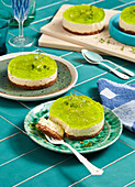 Individual pine lime cheesecakes