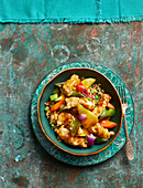 Sweet and sour chicken with easy fried rice
