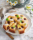 Cream cake with plums
