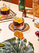 Negroni cocktail with orange slice
