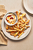Halloumi fries cooked in the hot air fryer