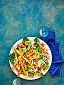 Tajin shrimp fajita salad